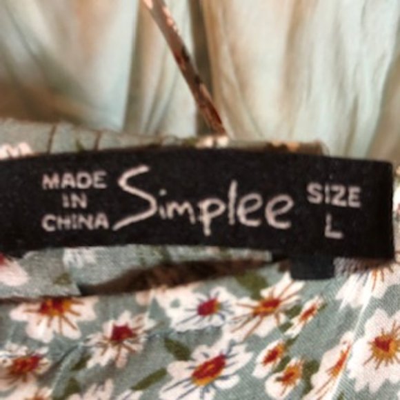 Simplee  Green with Daisy Print Spaghetti Strap 2 Tier Ruffle Sundress - Picture 3 of 8